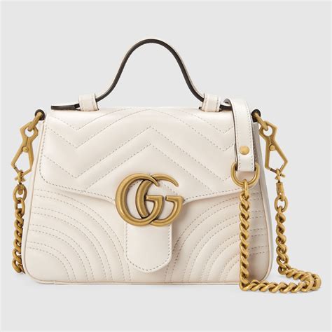 gucci 583571|GG Marmont mini top handle bag in white leather .